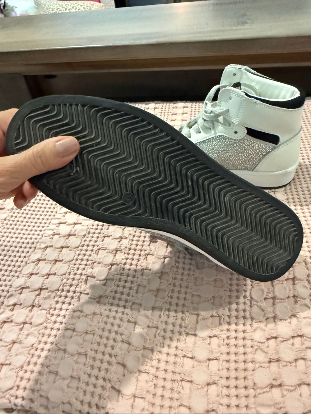 Women's White High-Top Sneaker with Black Star Accent - Picture 6 of 6